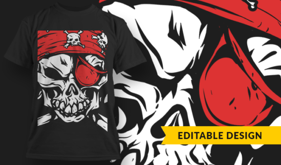 Pirate Skull - T-Shirt Design Template 3043 1