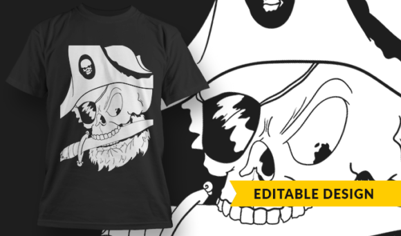 Pirate Skull - T-Shirt Design Template 3241 1