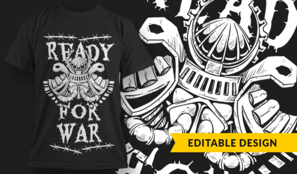 Ready For War - T-Shirt Design Template 3046 1