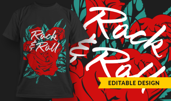 Rock And Roll - T-Shirt Design Template 3176 1