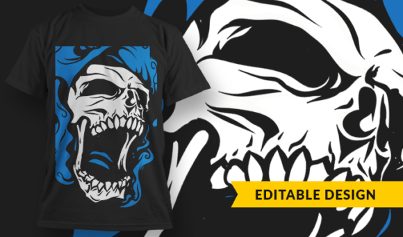 Screaming Skull - T-Shirt Design Template 3052 1