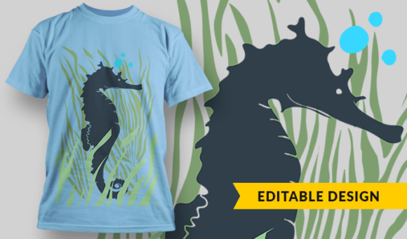 Seahorse - T-Shirt Design Template 3181 1