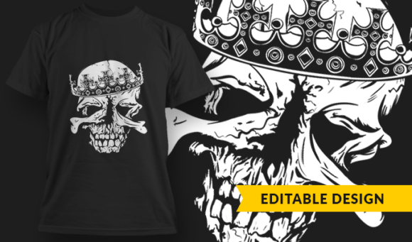 Skull Crown - T-Shirt Design Template 3057 1