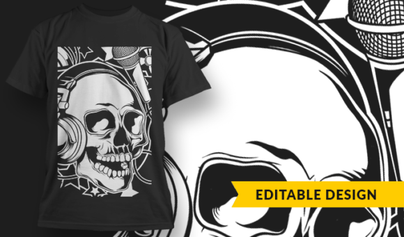 Skull Music - T-Shirt Design Template 3254 1