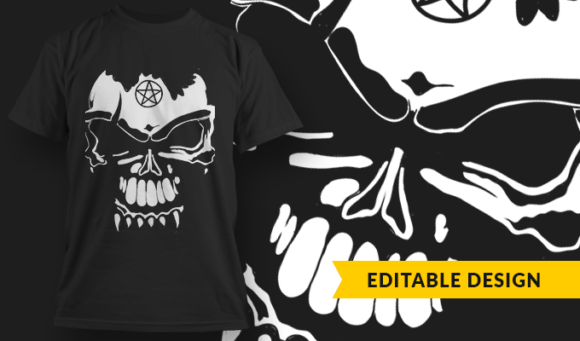 Skull Pentagram - T-Shirt Design Template 3058 1