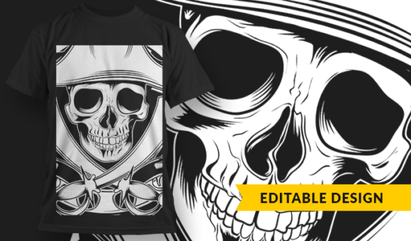 Skull Pirate - T-Shirt Design Template 3059 1