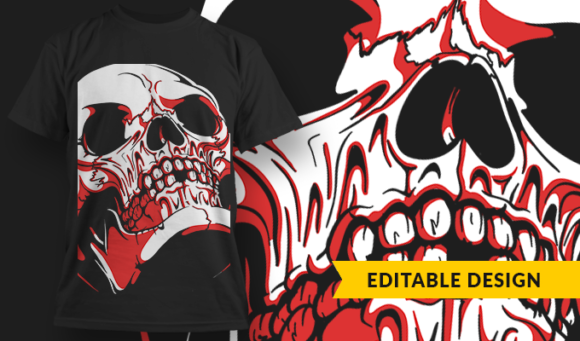 Skull With Red - T-Shirt Design Template 3060 1