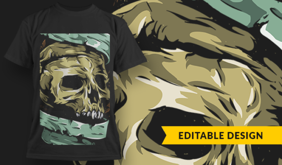 Skull Scroll - T-Shirt Design Template 3258 1