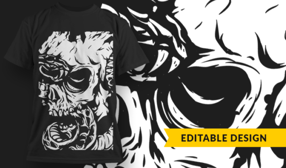 Skull Snake - T-Shirt Design Template 3063 1