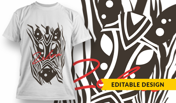 Tribal Zebra - T-Shirt Design Template 3076 1