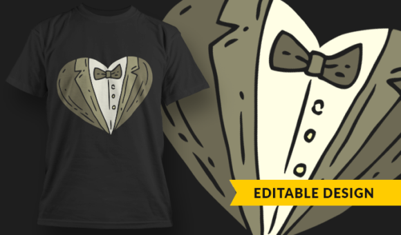 Tuxedo Heart - T-Shirt Design Template 3191 1