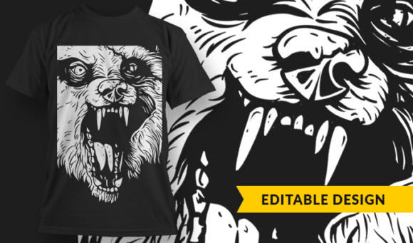 Undead Wolf - T-Shirt Design Template 3078 1