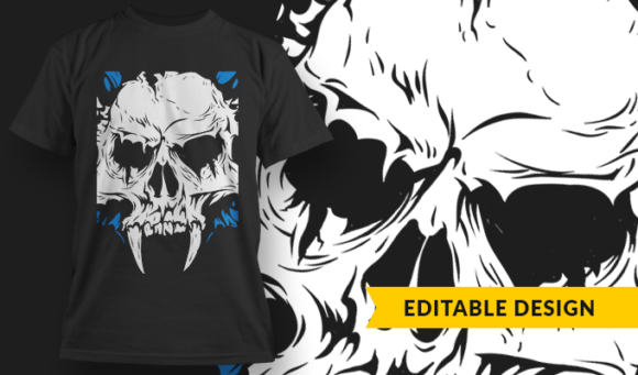 Vampire Skull - T-Shirt Design Template 3265 1