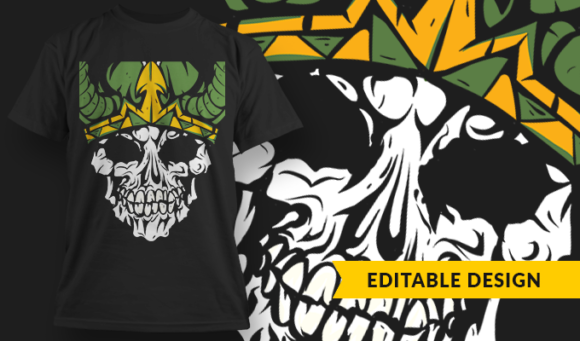 Viking Skull - T-Shirt Design Template 3079 1