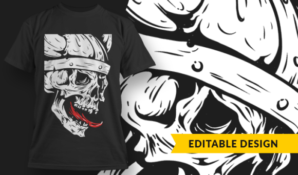 Viking Skull - T-Shirt Design Template 3267 1