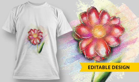 Watercolor Flower 2 - T-Shirt Design Template 3193 1