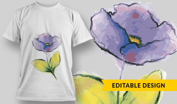 Watercolor Flower - T-Shirt Design Template 3192 1