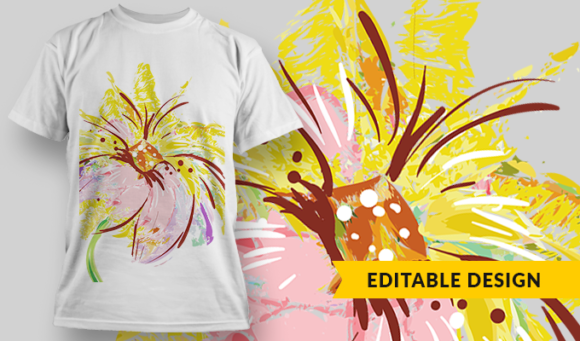 Watercolor Flower 4 - T-Shirt Design Template 3194 1