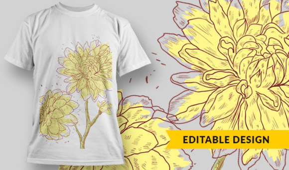 Watercolor Flowers 3 - T-Shirt Design Template 3195 1