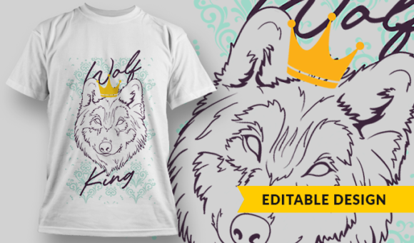 Wolf King - T-Shirt Design Template 3083 1