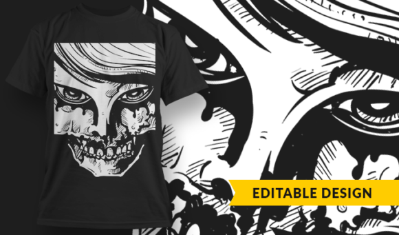 Zombie Girl - T-Shirt Design Template 3086 1