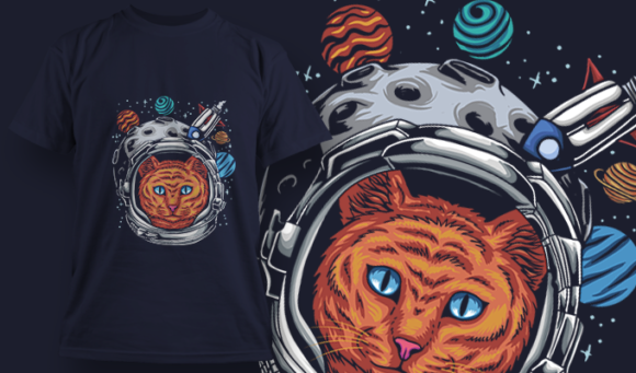 Astro Cat - T Shirt Design Template 3365 1