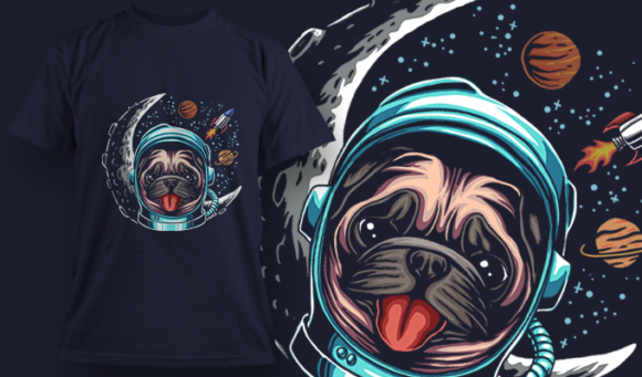 Astro Pug - T Shirt Design Template 3366 1
