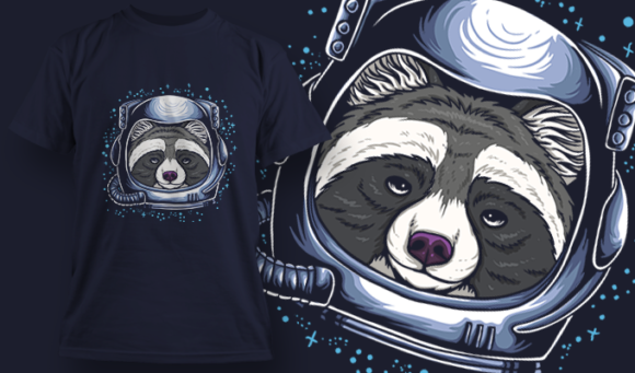 Astro Racoon - T Shirt Design Template 3367 1