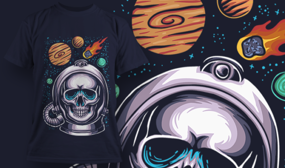 Astro Skull - T Shirt Design Template 3368 1