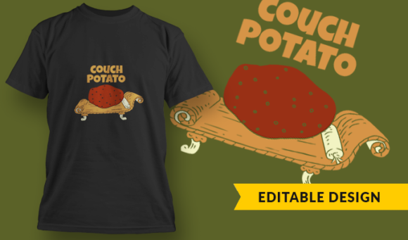 Couch Potato - T Shirt Design Template 3321 1