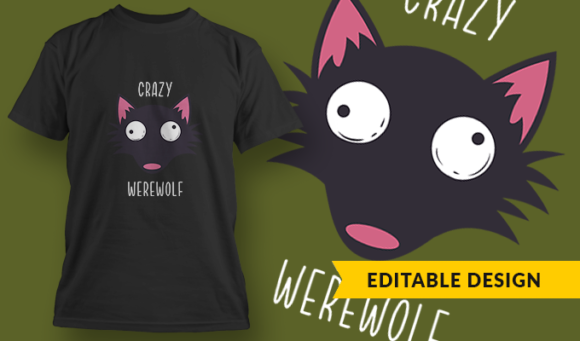 Crazy Werewolf - T Shirt Design Template 3322 1