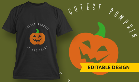 Cutest Pumpkin - T Shirt Design Template 3325 1