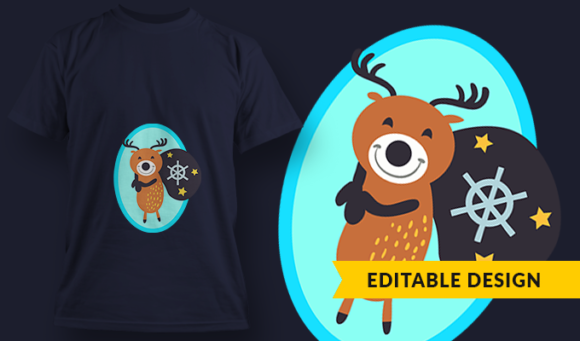 Deer Portal - T Shirt Design Template 3382 1