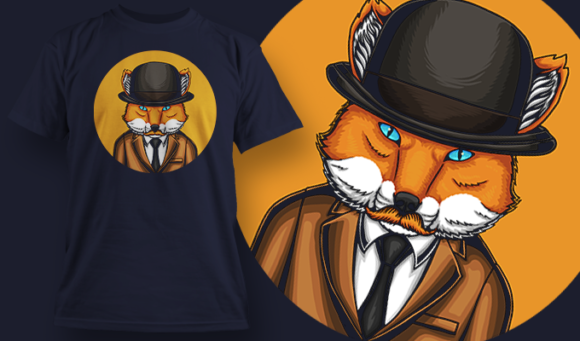 Detective Fox - T Shirt Design Template 3440 1