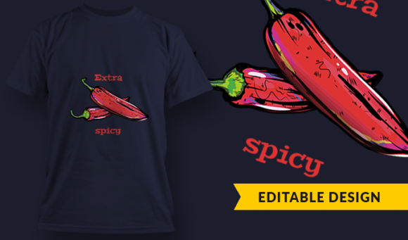 Extra Spicy - T Shirt Design Template 3386 1
