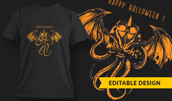 Halloween Cthulhu - T Shirt Design Template 3329 1