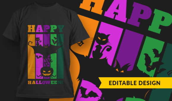 Happy Halloween  - T Shirt Design Template 3331 1
