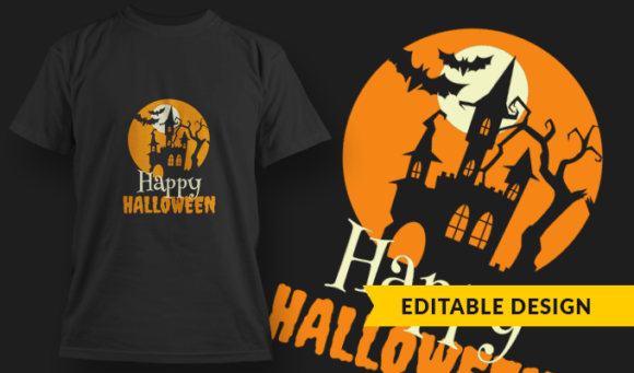 Happy Halloween  - T Shirt Design Template 3332 1