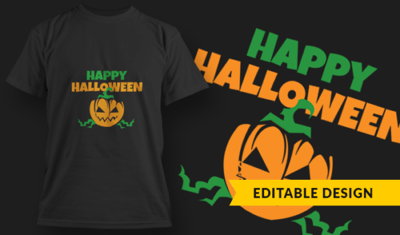 Happy Halloween - T Shirt Design Template 3333 1