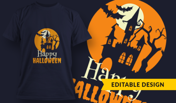 Happy Halloween - T Shirt Design Template 3392 1
