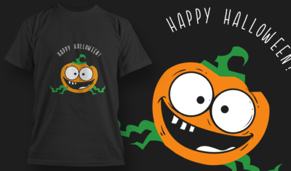 Happy Halloween Pumpkin - T Shirt Design Template 3336 1
