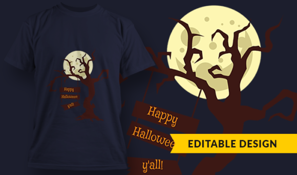 Happy Halloween, Y'all! - T Shirt Design Template 3394 1