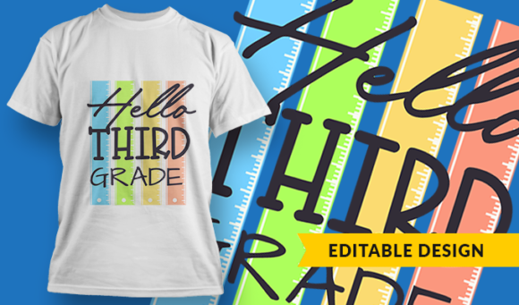 Hello, Third Grade! - T Shirt Design Template 3397 1