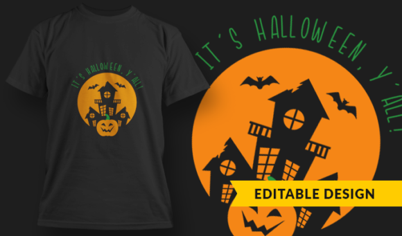 Its Halloween, Y'all - T Shirt Design Template 3342 1
