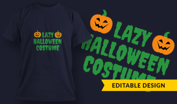 Lazy Halloween Costume - T Shirt Design Template 3399 1