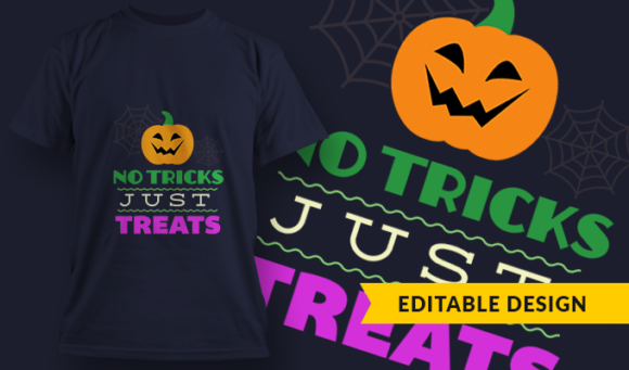No Tricks Just Treats - T Shirt Design Template 3407 1