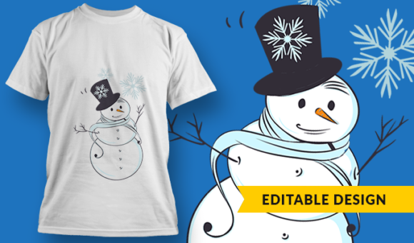 Snowman - T Shirt Design Template 3412 1