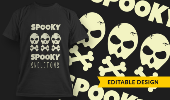 Spooky, Spooky Skeletons - T Shirt Design Template 3351 1