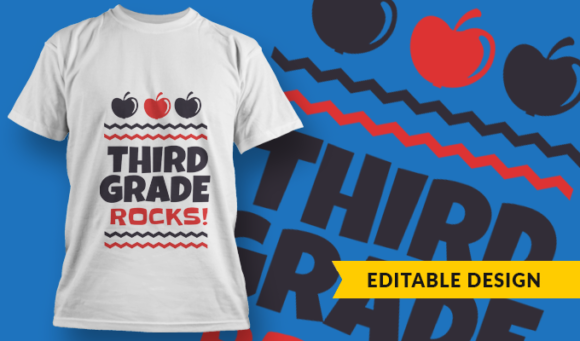 Third Grade Rocks - T Shirt Design Template 3417 1