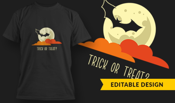 Trick Or Treat Moon - T Shirt Design Template 3355 1